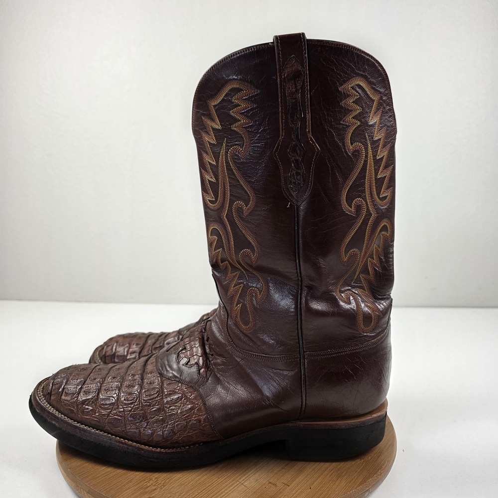 Black Jack Boots Mens Size 10 EE Brown Leather Western Square Toe Handmade USA